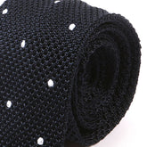 Navy Polka Dot Pointed Silk Knitted Tie - Tie Doctor